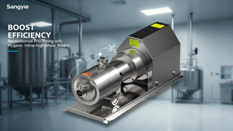Mezclador higiénico de alto cizallamiento en línea Sangyie que revoluciona la eficiencia del procesamiento en un entorno estéril